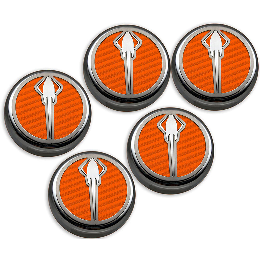 Corvette Automatic Cap Cover Set - Stingray Emblem - Chrome/Brushed/Carbon Fiber Inlay : C7 Stingray, Z51 (Orange)