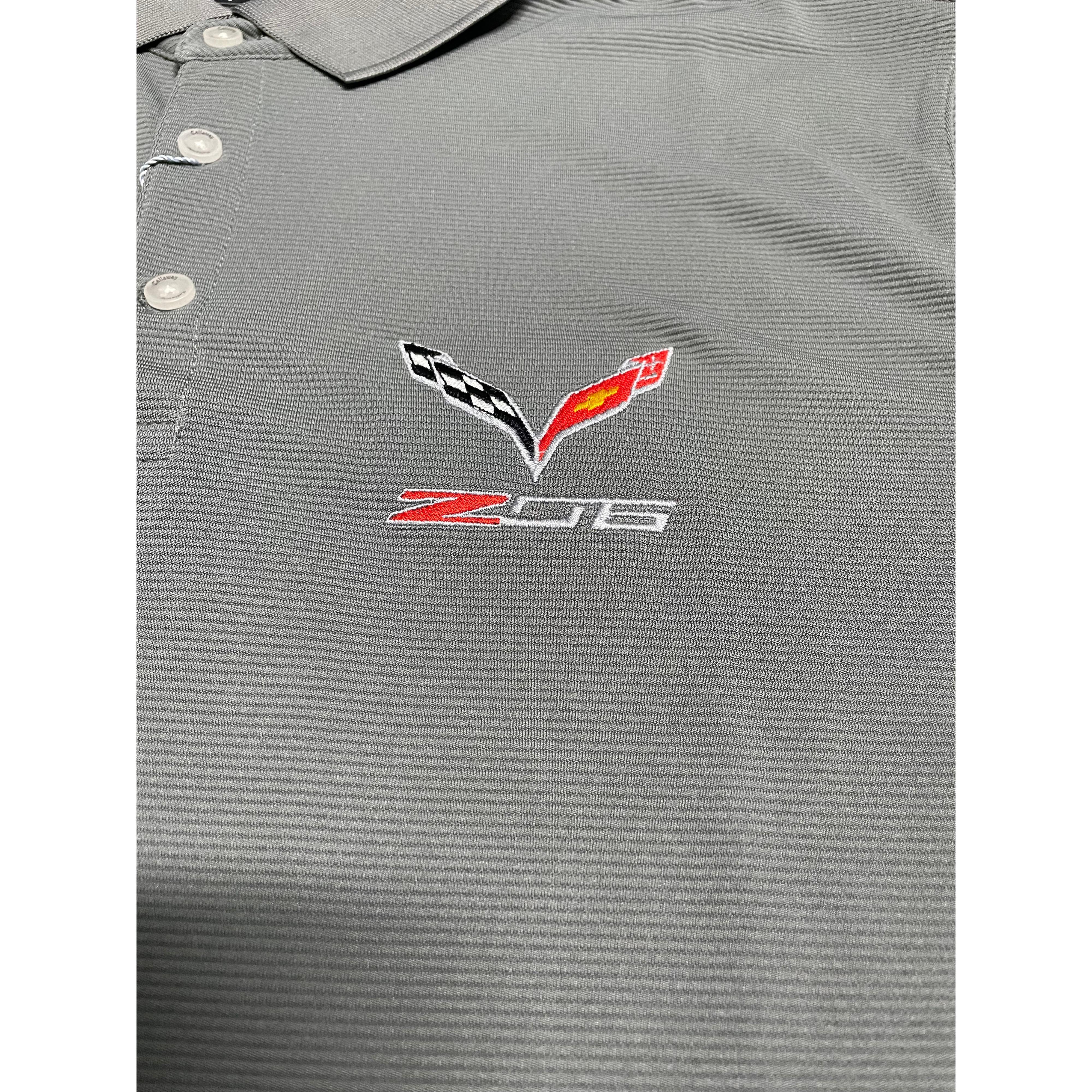 C7 Corvette Embroidered Textured Polo Shirt - Gray : C7 Z06