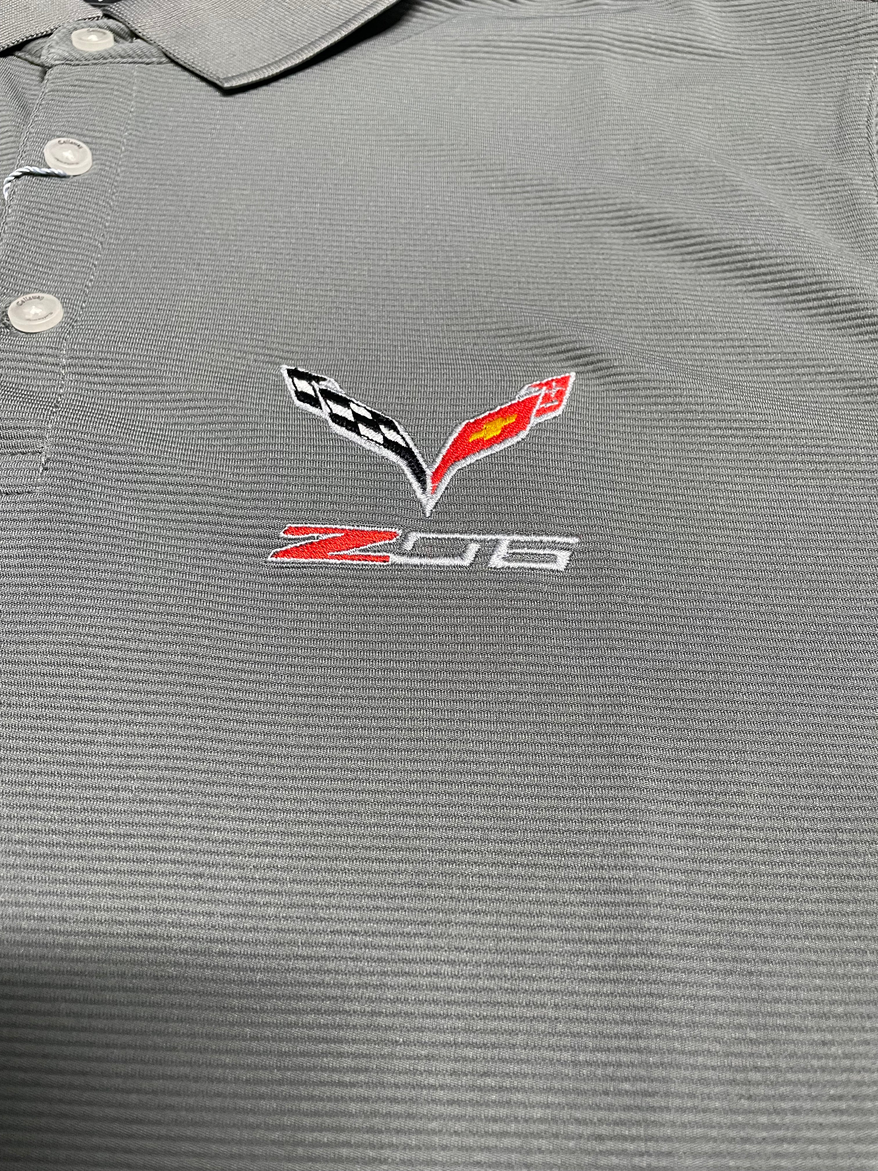 C7 Corvette Embroidered Textured Polo Shirt - Gray : C7 Z06