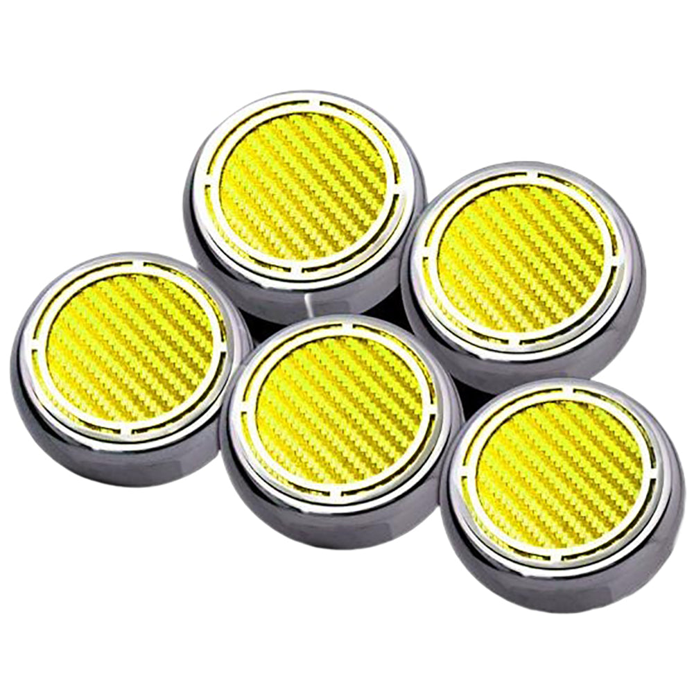 Corvette Engine Cap Set 5 Pc. - Stainless Steel w/ Carbon Fiber : 1997-2013 Automatic C5 & C6 (Yellow)