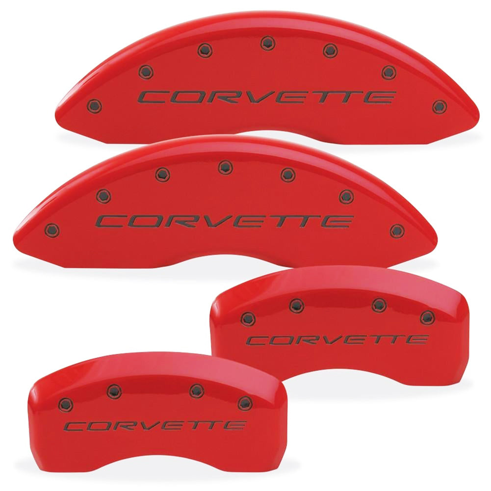 Corvette Brake Caliper Cover Set (4) - Torch Red : 2006-2013 C6 Z06 & GS Only with Black Script
