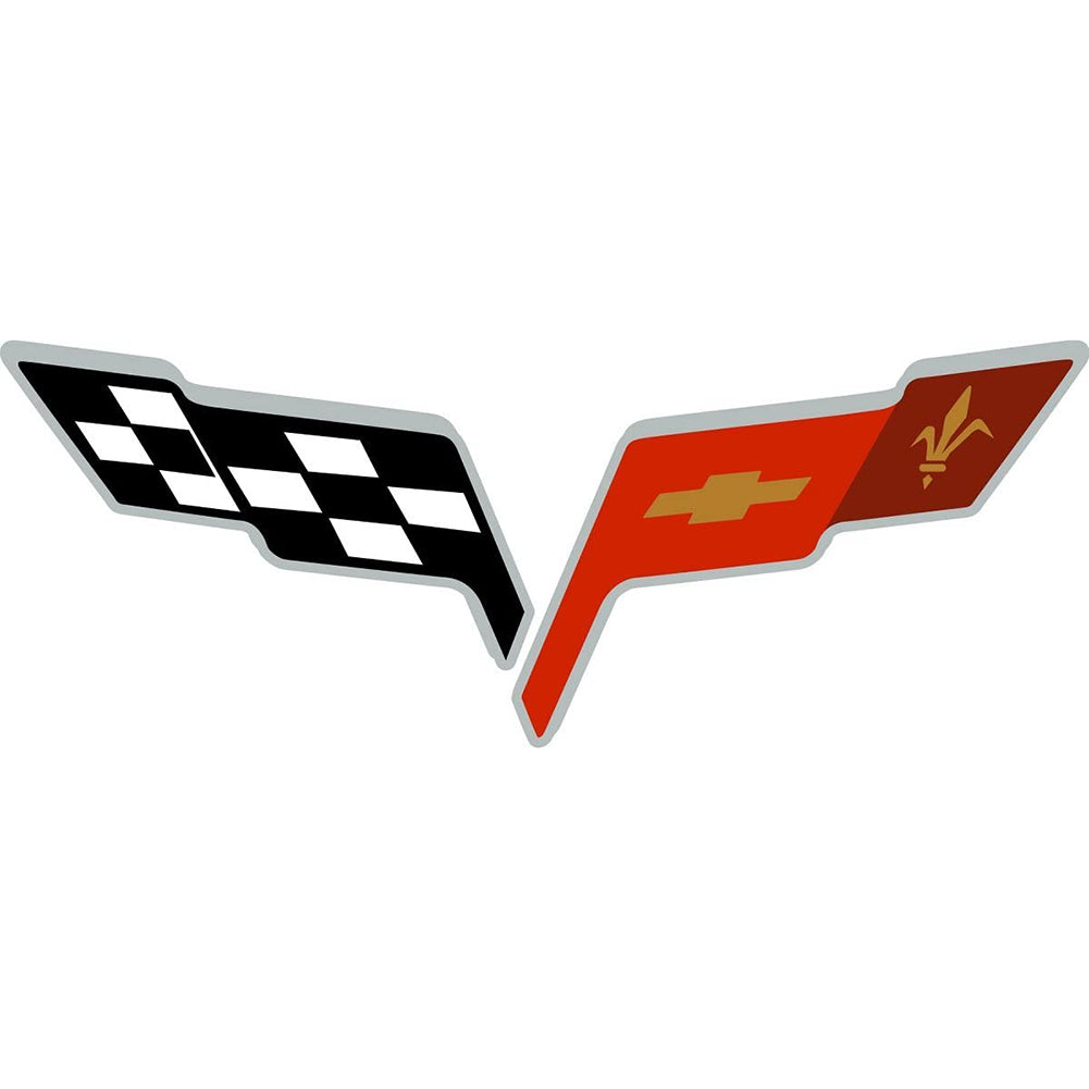 Corvette Flag Emblem Decal - 6" x 3" : 2005-2013 C6