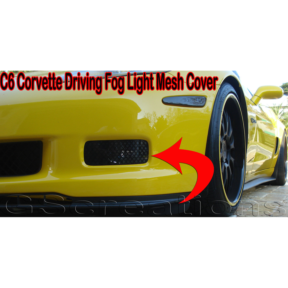 Corvette Driving / Fog Light Black Mesh Cover Kit : 2005-2013 C6 Z06. Grand Sport, ZR1