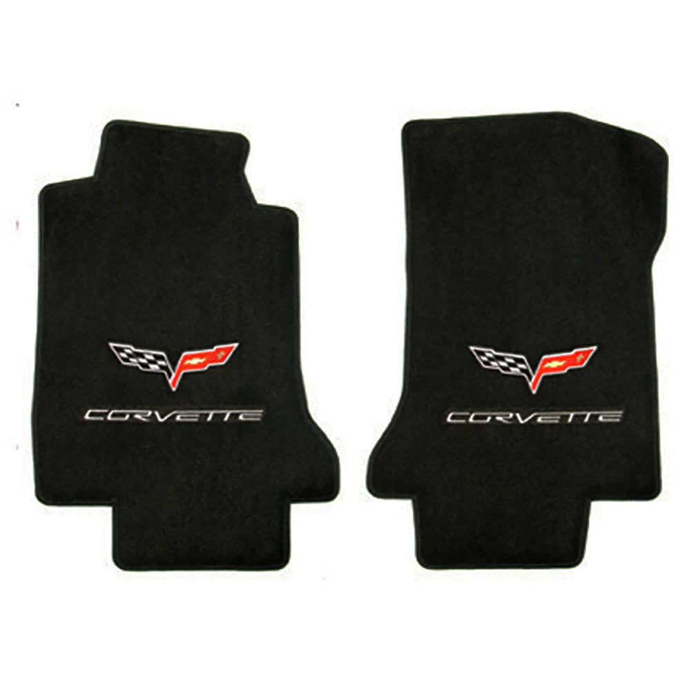 Corvette Lloyd Ultimat Floor Mats - C6 Emblem and Corvette Script : C6 2013 Late (Hook Syle Anchor)
