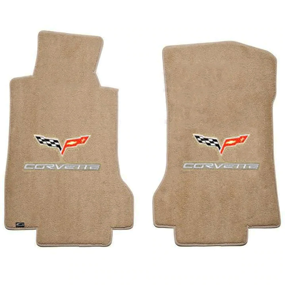 Corvette Lloyd Ultimat Floor Mats Cashmere with Silver - Hook Anchor : Late 2013 C6