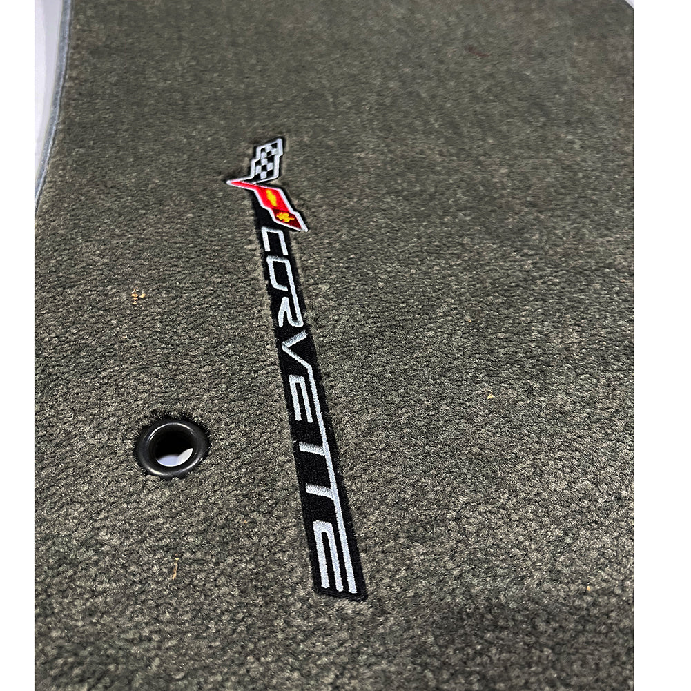 C6 Corvette Floor Mat Sideways Logo / Grey / 2007.5 - Early 2013.5