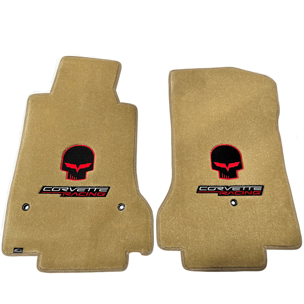 Corvette Lloyd Ultimat Floor Mats - Cashmere with Red Jake - Corvette - Racing - C6 Late 2007.5-2013 Front (Hook Anchor)