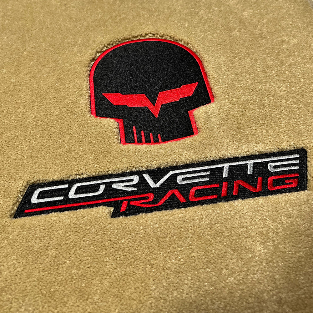 Corvette Lloyd Ultimat Floor Mats - Cashmere with Red Jake - Corvette - Racing - C6 Late 2007.5-2013 Front (Hook Anchor)