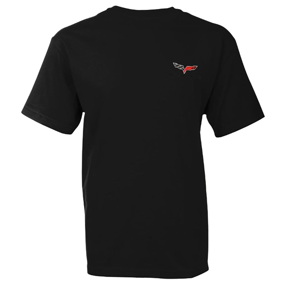 C6 Corvette Embroidered Tee Shirt : Black