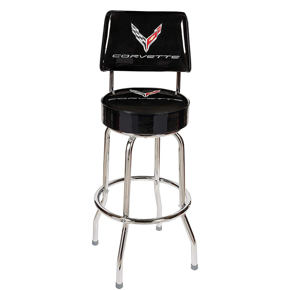 Next Generation Corvette Counter/Pub Stool with Back Rest - Black