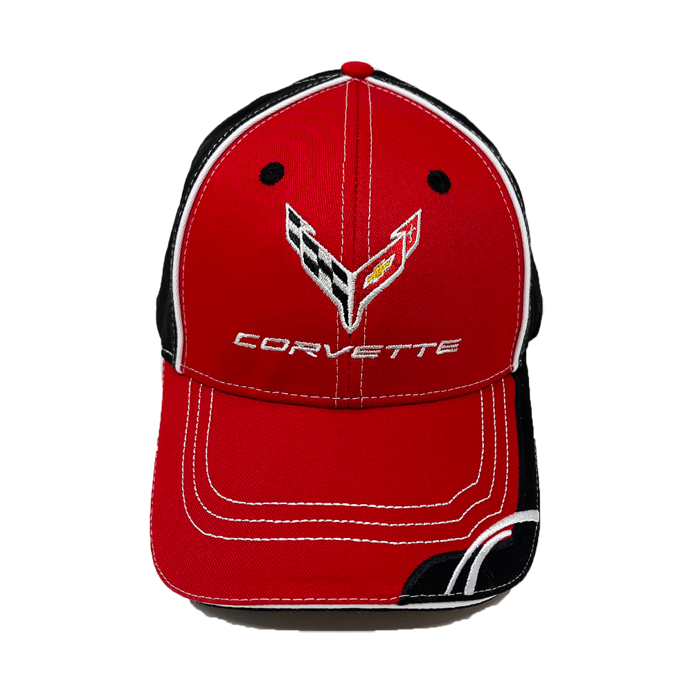 C8 Corvette Flag / Accent Cap - Black/Red