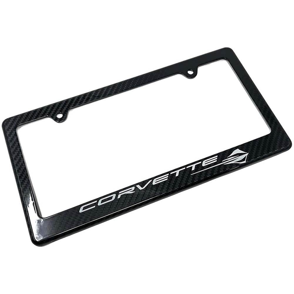 C8 Corvette License Plate Frame - Carbon Fiber : C8 Corvette Script