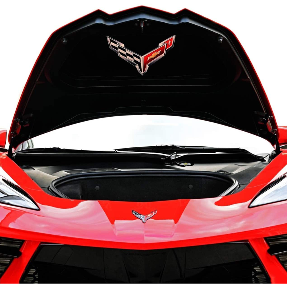 Corvette Metal Crossed Flags Hood Panel Badge Front Trunk : 2020+ C8