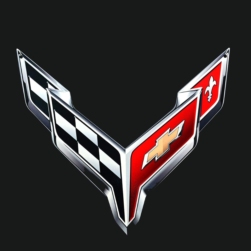 Corvette Metal Crossed Flags Hood Panel Badge Front Trunk : 2020+ C8