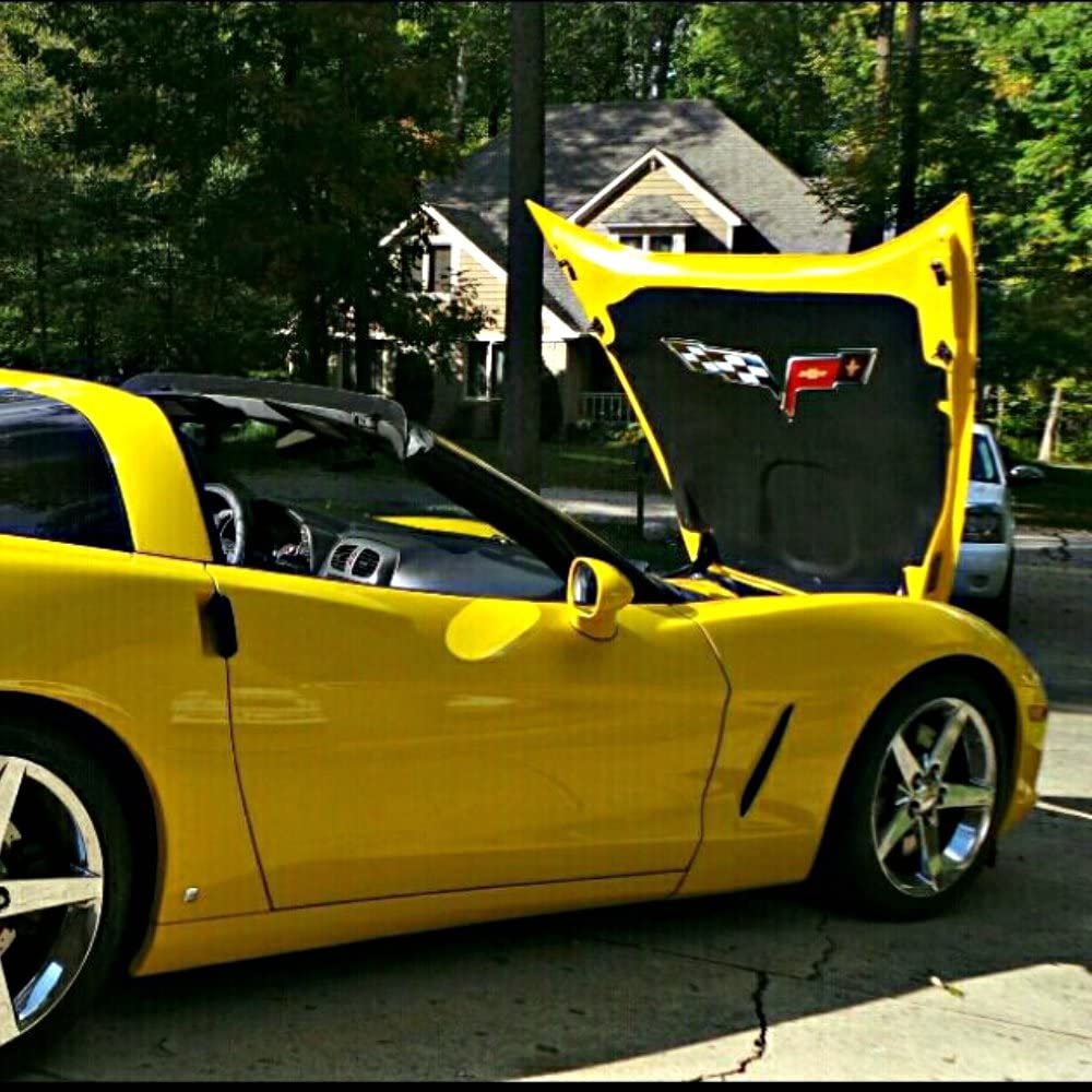 Corvette Metal Crossed Flags Hood Panel Badge : 2005-2013 C6 , Z06, Grand Sport