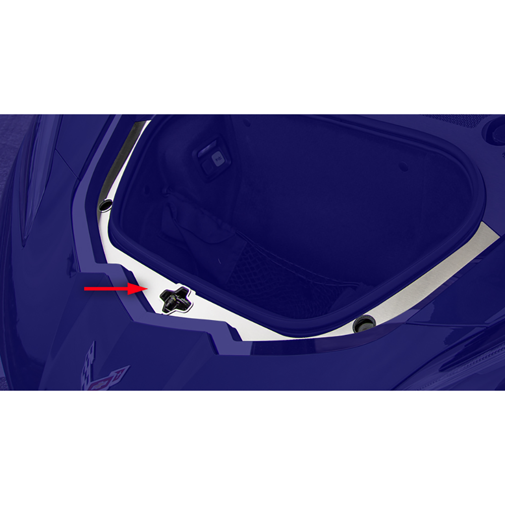 C8 Corvette - Frunk Latch Plate 2pc : Brushed Finish W/Polished Trim
