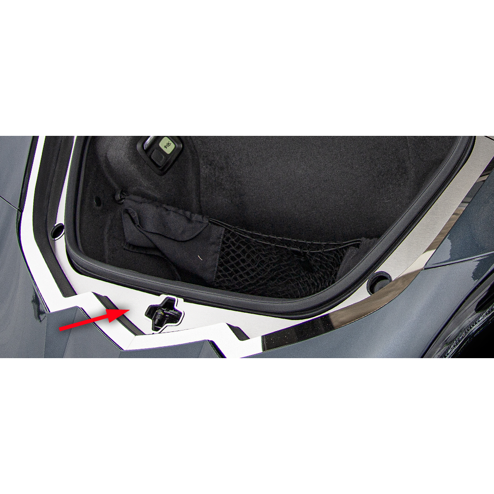 C8 Corvette - Frunk Latch Plate 2pc : Brushed Finish W/Polished Trim