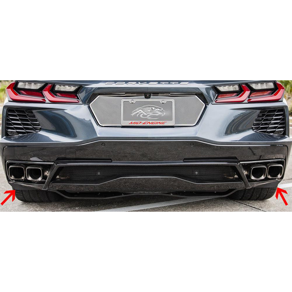 C8 Corvette - Rear Mud Guards 2Pc : Polished Stainless Steel or Carbon Fiber Wrapped
