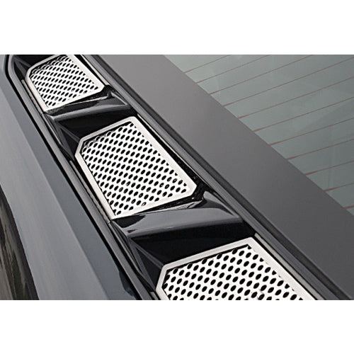 C8 Corvette Perforated Rear Hood Vent Inserts 6Pc : Polished Stainless Steel