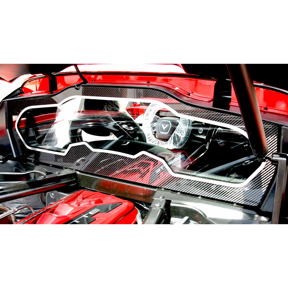 C8 Corvette Coupe Rear Window Carbon Fiber Frame W/Stainless Steel Trim