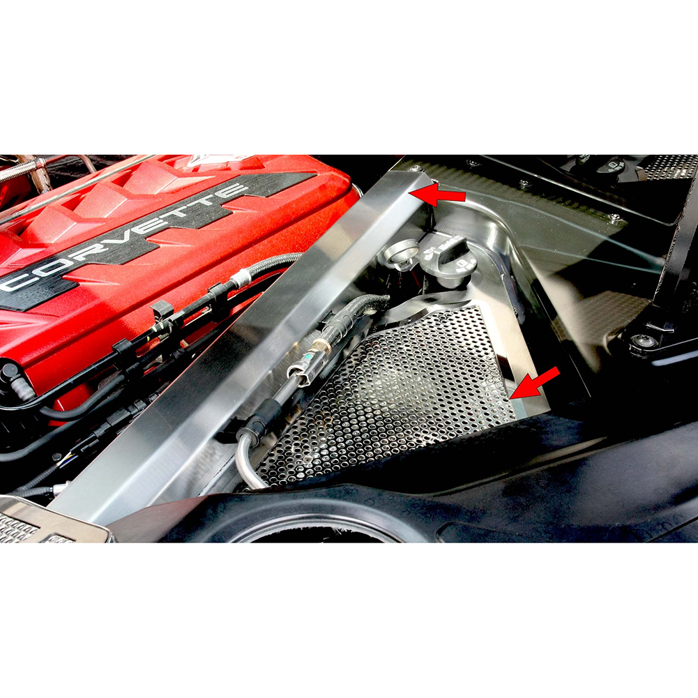 C8 Corvette Coupe Perforated Header Cover Kit 2Pc : Stainless Steel
