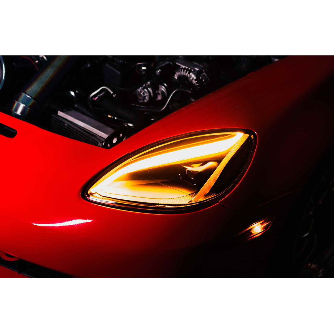 Corvette Headlight - GTR Carbide C8 Style - Led Headlights : 2005-2013 C6, Z06, Grand Sport & ZR1