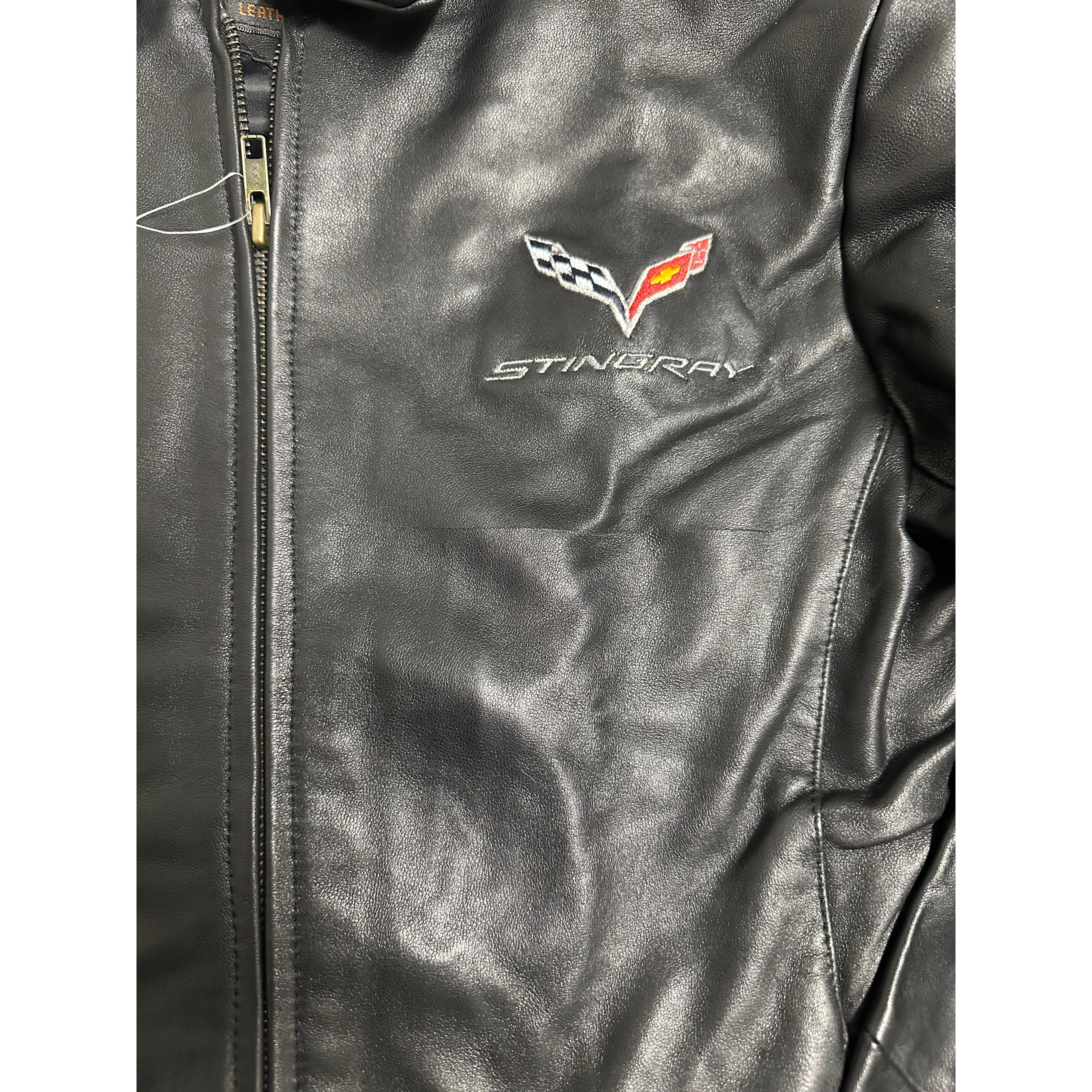 C7 Corvette Ladies Leather Bomber Jacket - Black (Small)