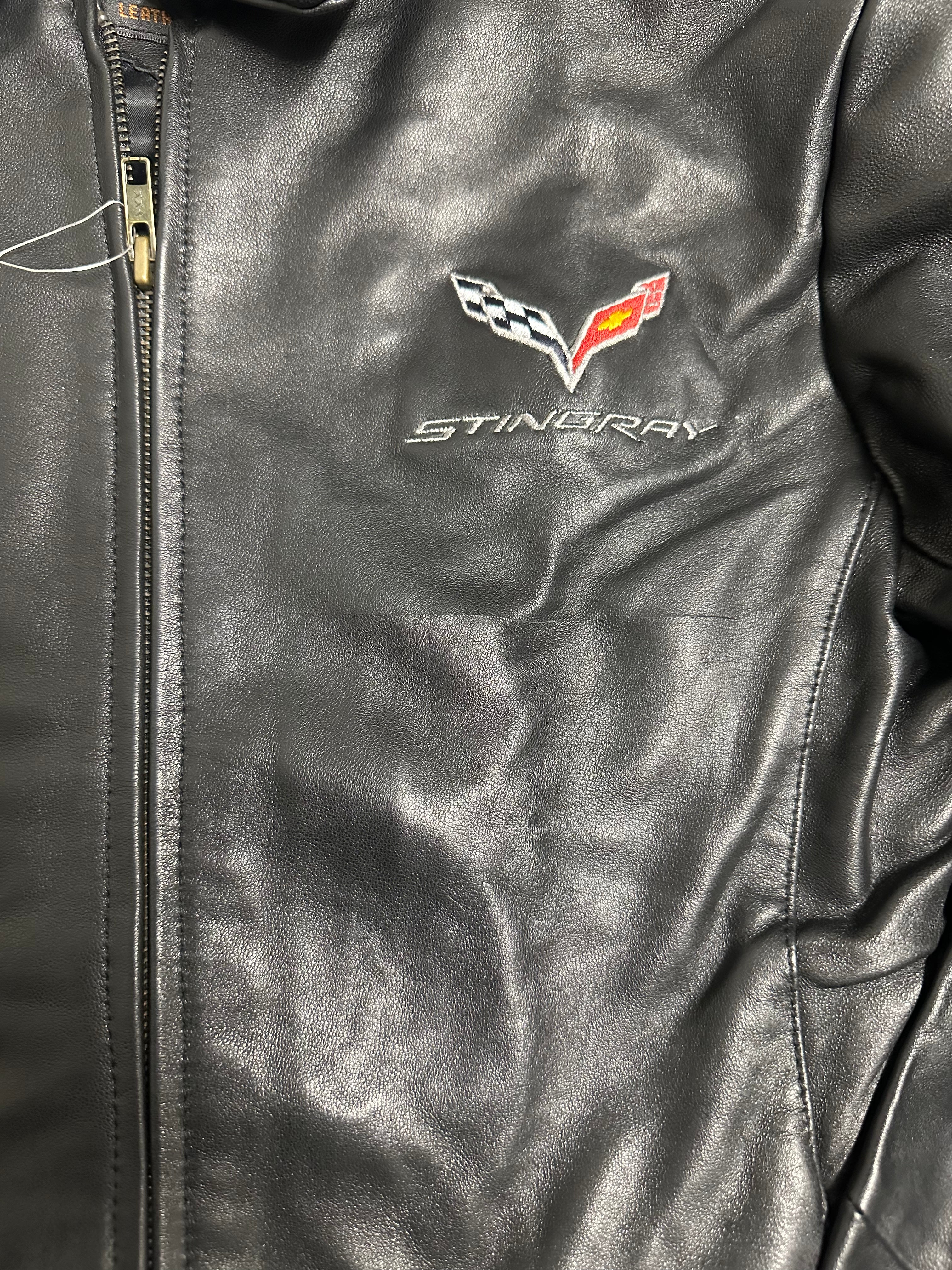 C7 Corvette Ladies Leather Bomber Jacket - Black (Small)