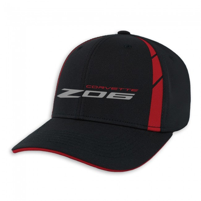 C8 Corvette Z06 Embroidered Sideline Cap : Black/Red