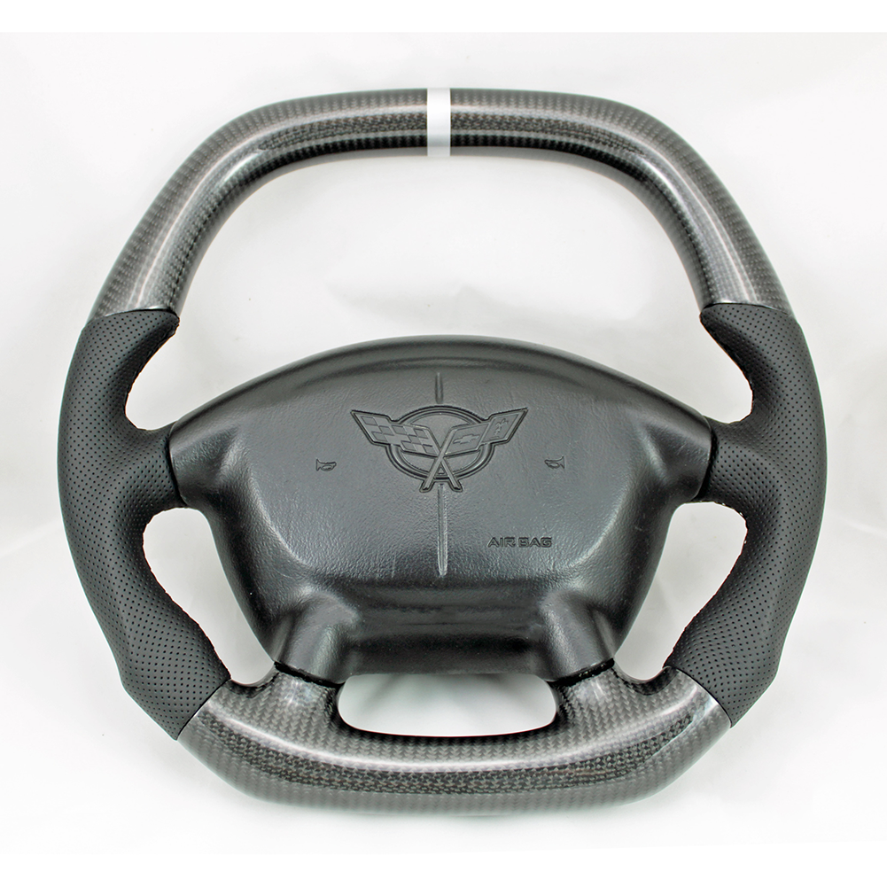 Corvette Steering Wheel Double D Shaped - Real Carbon Fiber : 1997-2004 C5 & Z06