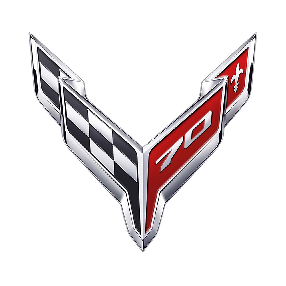 C8 Corvette Crossed Flag With 70th Anniversary Logo Emblem Metal Sign