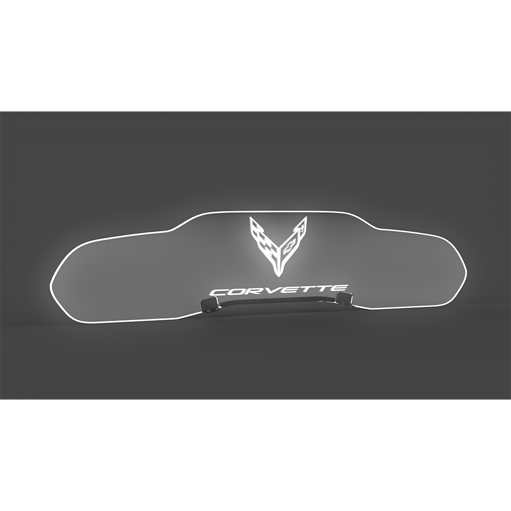 Corvette WindRestrictor Illuminated Glow Plate - Flags W/Script Coupe : C8