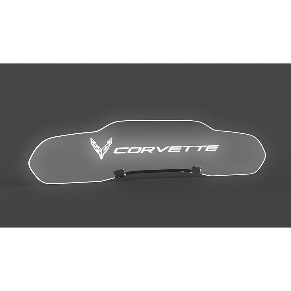 Corvette WindRestrictor Illuminated Glow Plate - Flags Left Of Script Coupe : C8