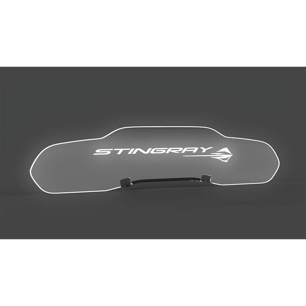 Corvette WindRestrictor Illuminated Glow Plate - Stingray Text / Stingray Fish Coupe : C8