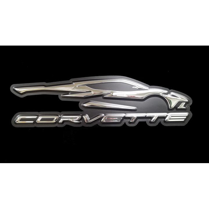 Corvette Gesture Metal Wall Sign - 8" x 34" : C8 2020–2021