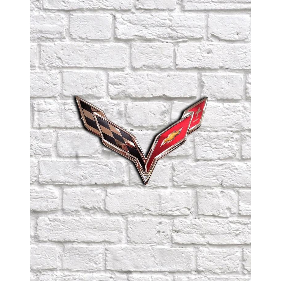 Corvette Flags Metal Wall Sign - 22" x 15" : C7 2014–2019