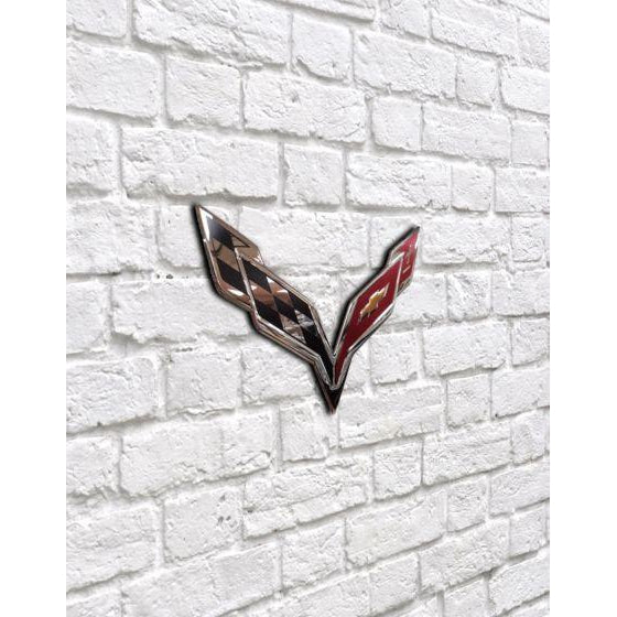 Corvette Flags Metal Wall Sign - 22" x 15" : C7 2014–2019