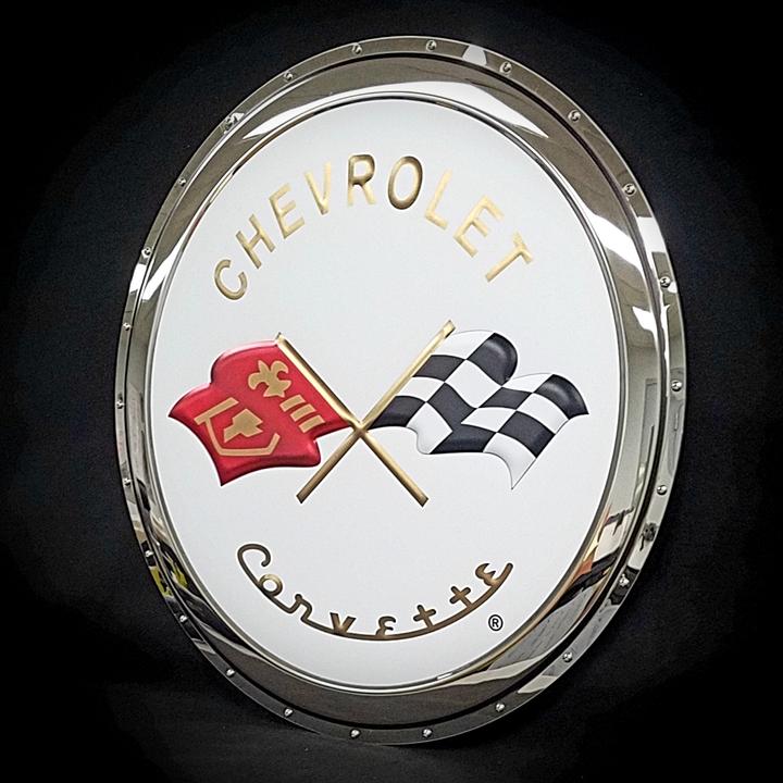 Corvette Flags Badge Metal Wall Sign - 22" x 22" : C2 1963–1967