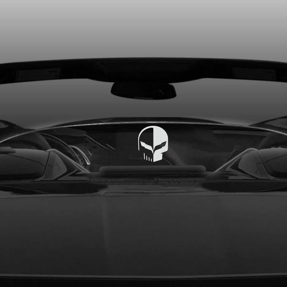 Corvette WindRestrictor® Illuminated Windscreen Jake Skull - Convertible : C7 Stingray, Z51, Z06, Grand Sport