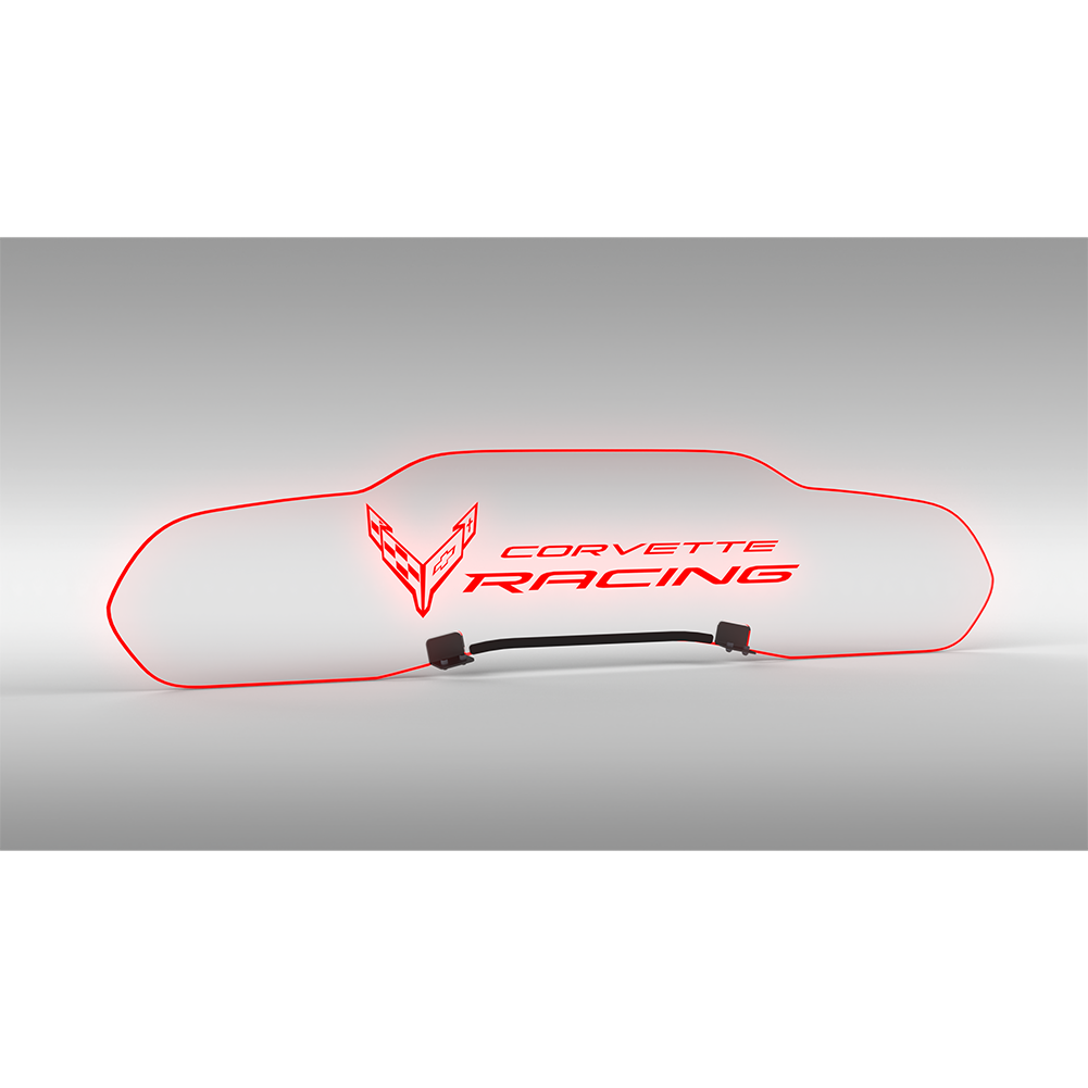 Corvette WindRestrictor Illuminated Glow Plate - Flags With Corvette Racing Coupe : C8