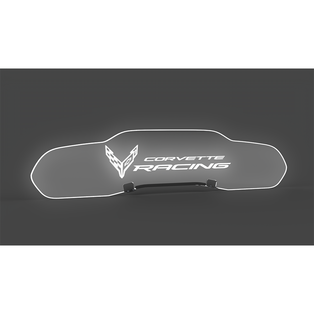 Corvette WindRestrictor Illuminated Glow Plate - Flags With Corvette Racing Coupe : C8