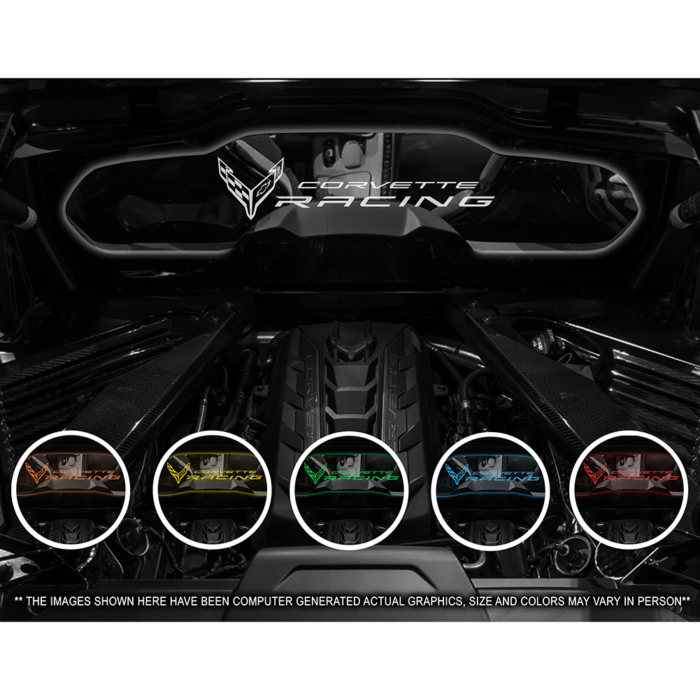 Corvette WindRestrictor Illuminated Glow Plate - Flags With Corvette Racing Coupe : C8