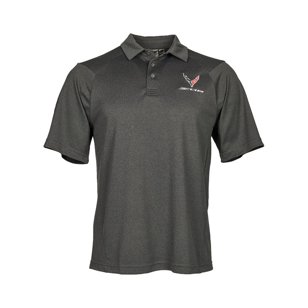 C8 Corvette Z06 Heathered Polo - Men's : Dark Grey