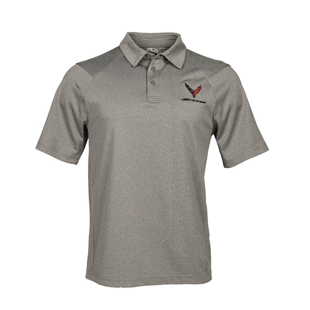 C8 Corvette Z06 Heathered Polo - Men's : Light Grey