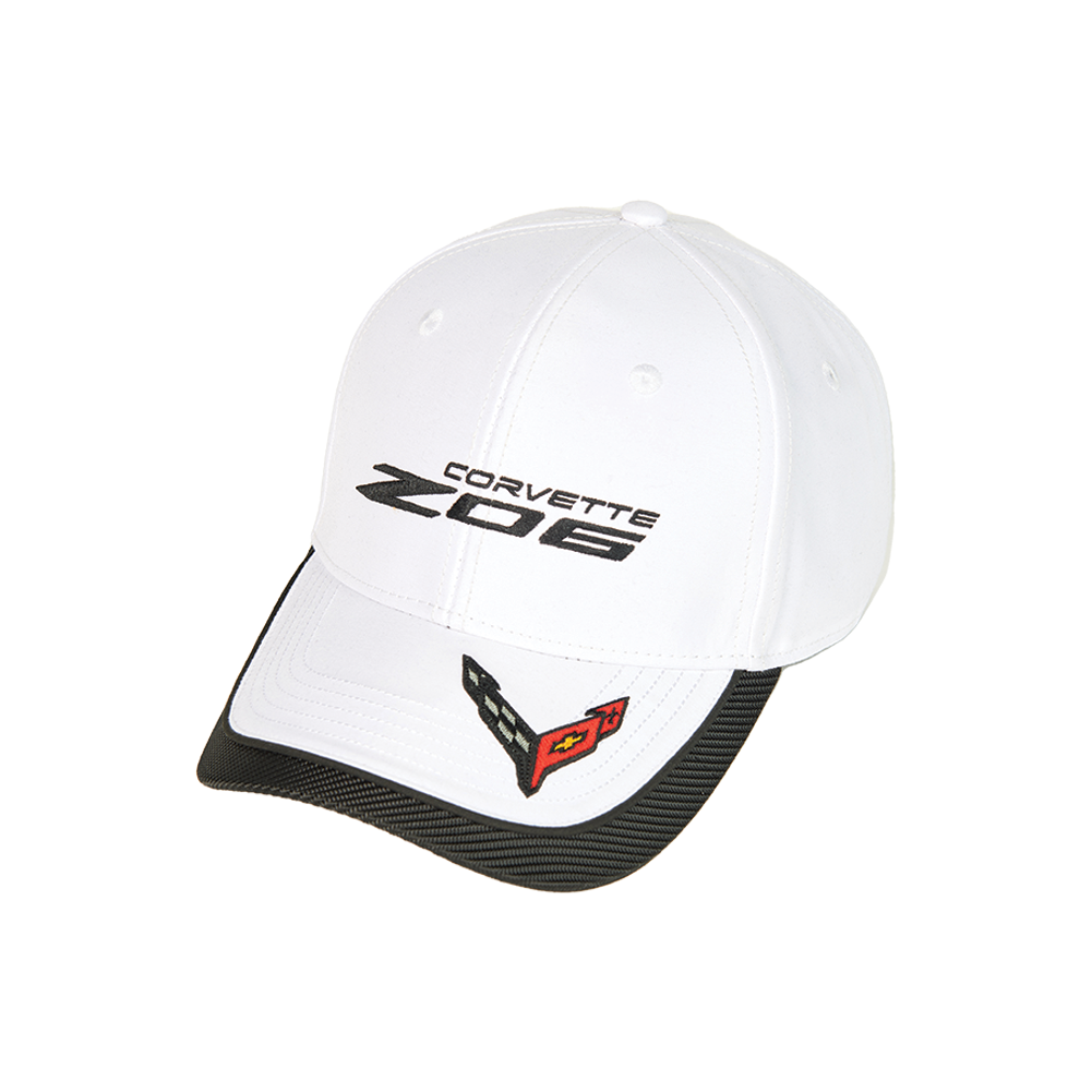 C8 Z06 Corvette Flag Accent Hat / Cap : White