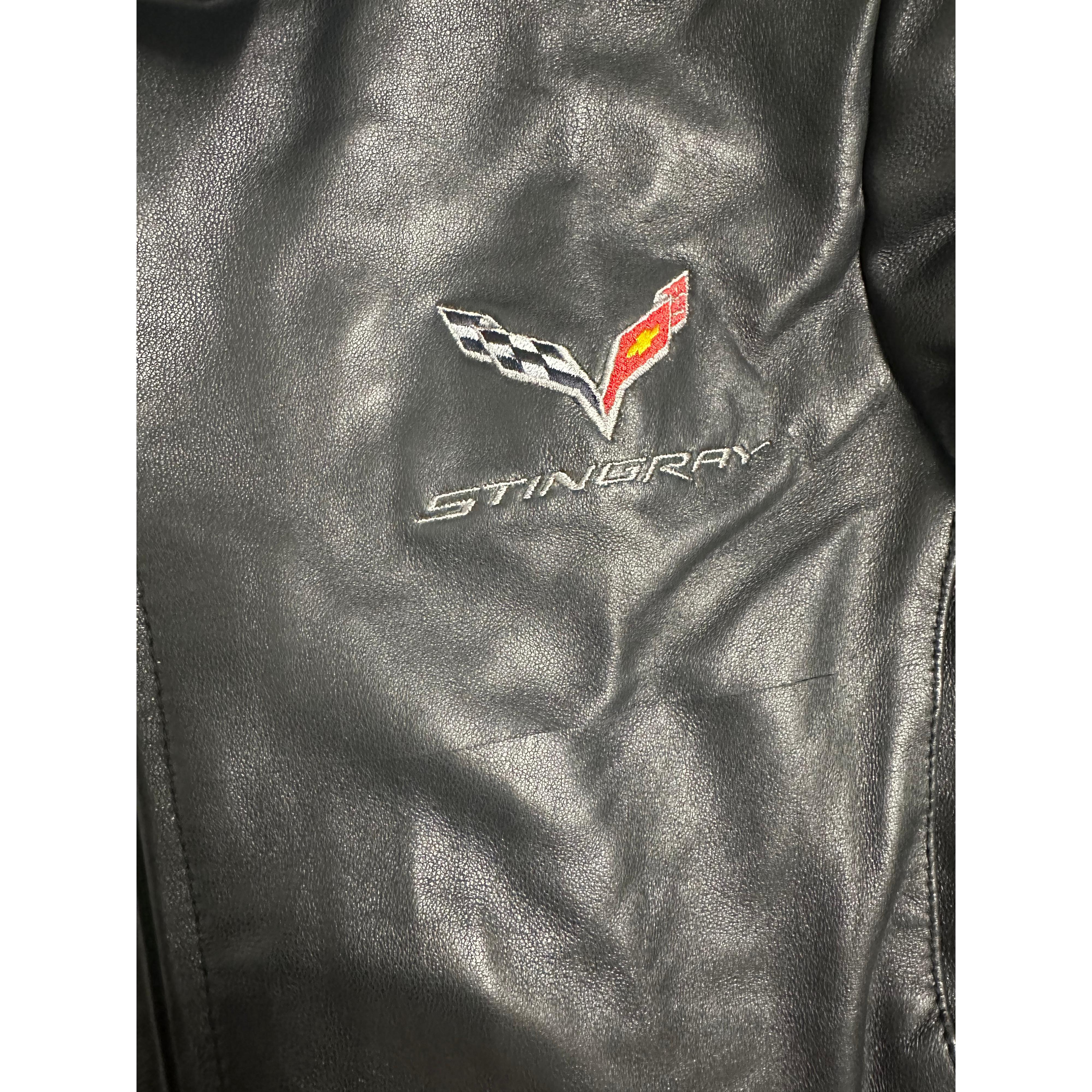 C7 Corvette Ladies Leather Bomber Jacket - Black (Small)