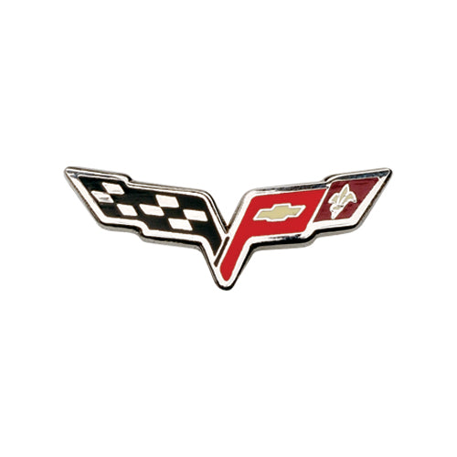C6 Corvette Cross Flags Lapel Pin 7/8˝ - Chrome