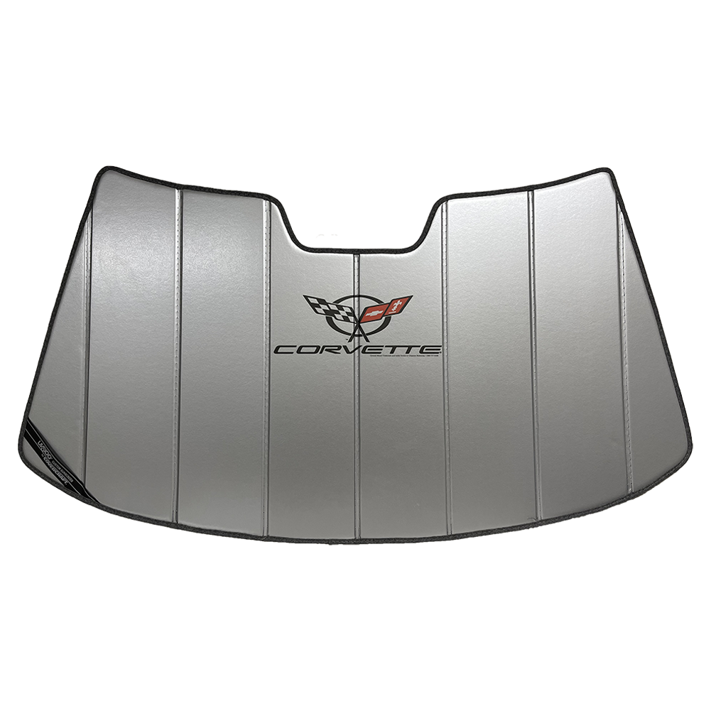 Corvette Accordion Style Sunshade - Insulated 14" x 5" Logo : 1997 - 2004 C5
