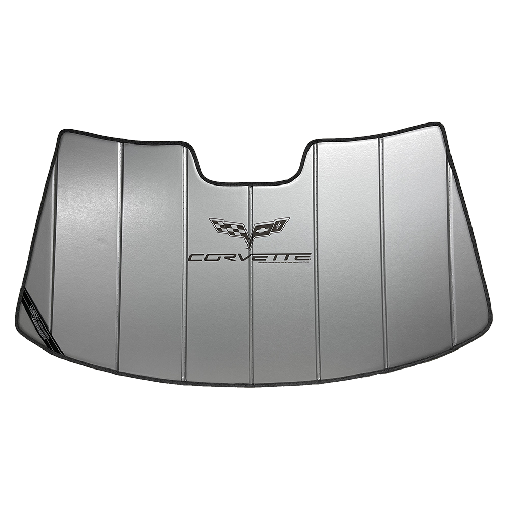 Corvette Accordion Style Sunshade - Insulated 14" x 5" Logo : 2005 - 2013 C6
