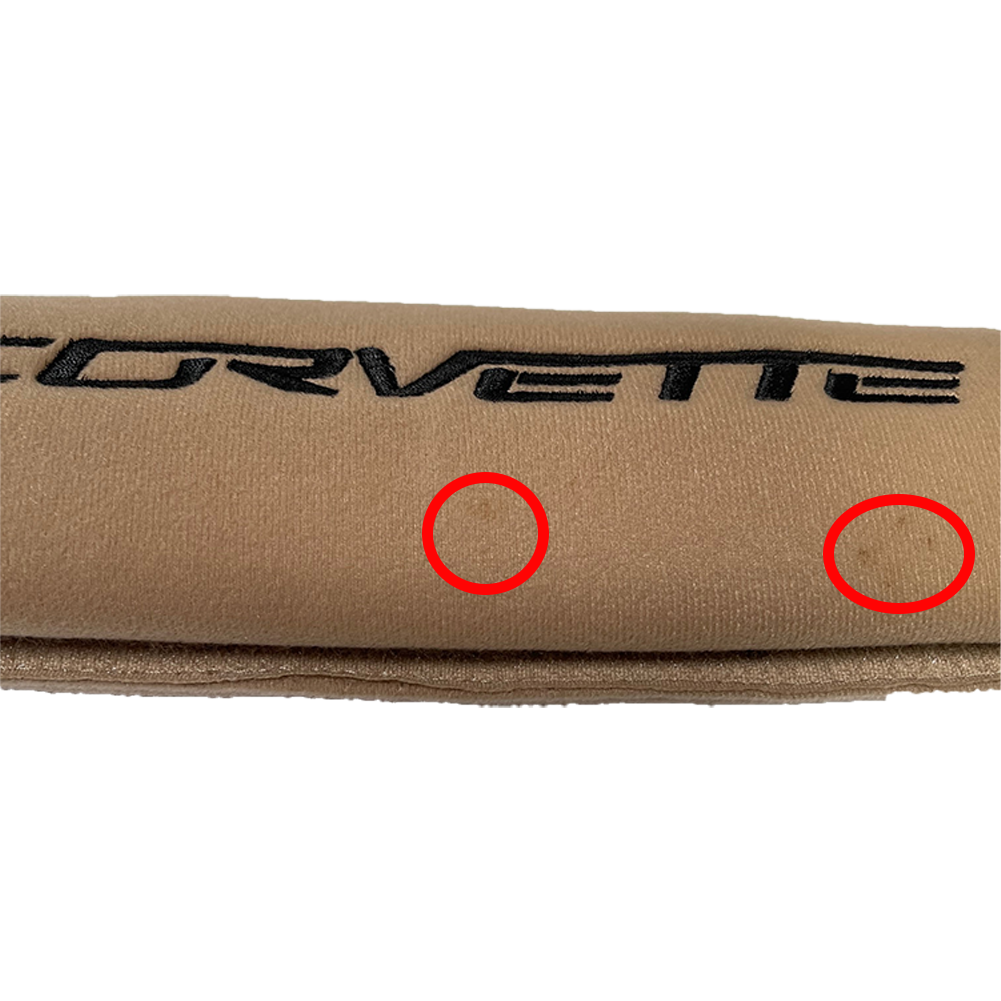 Corvette Embroidered Seatbelt Harness Pads - Tan : C6 2005-2013